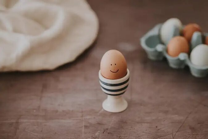 An egg with a smiley face